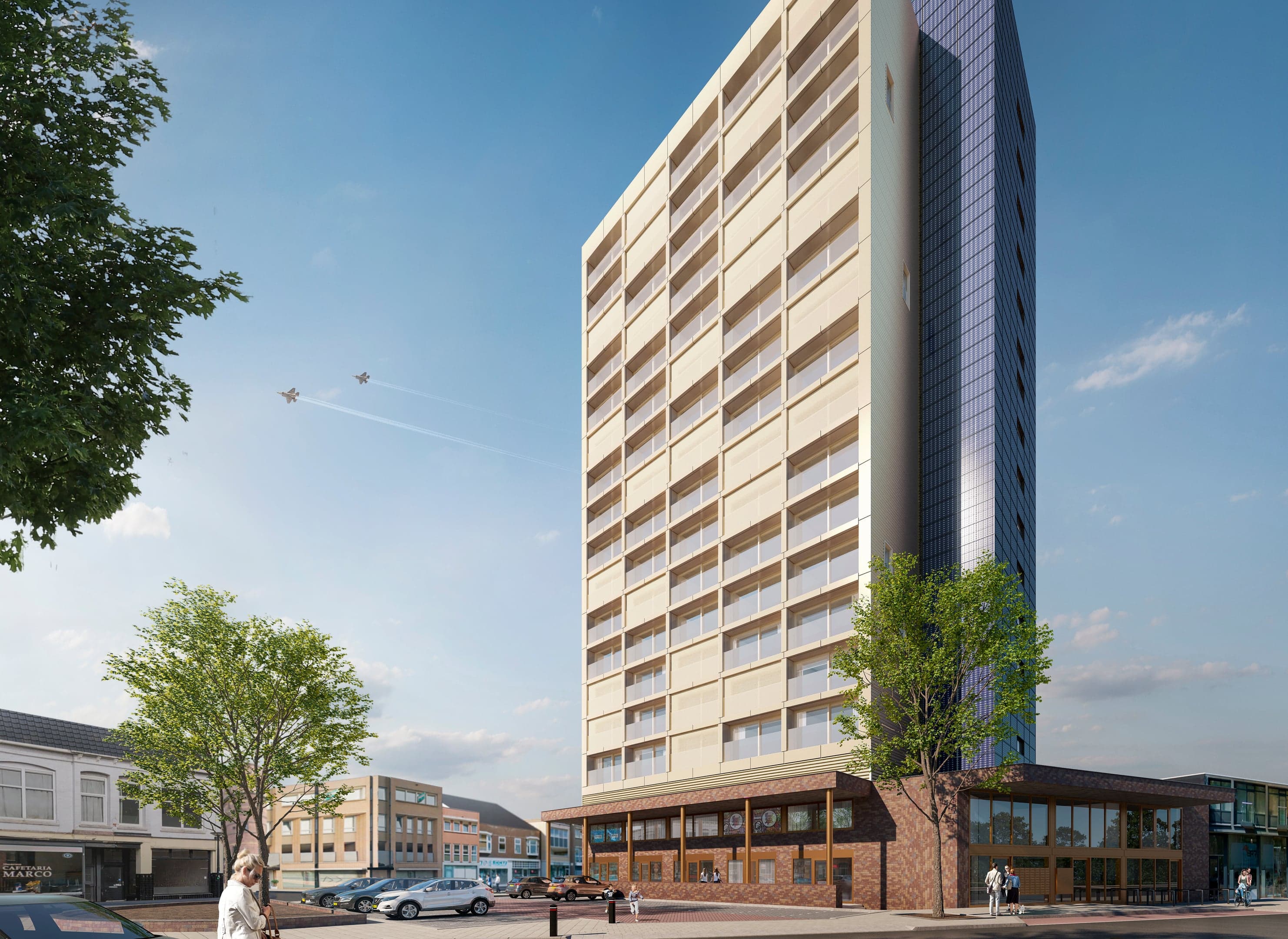 AI-tekening van een nieuwbouwflat